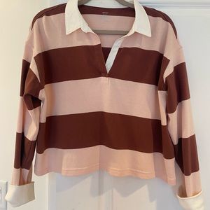 aerie striped collared top